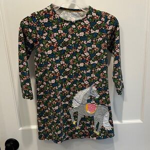 Girls Size 5 Floral Horse Appliqué Dress